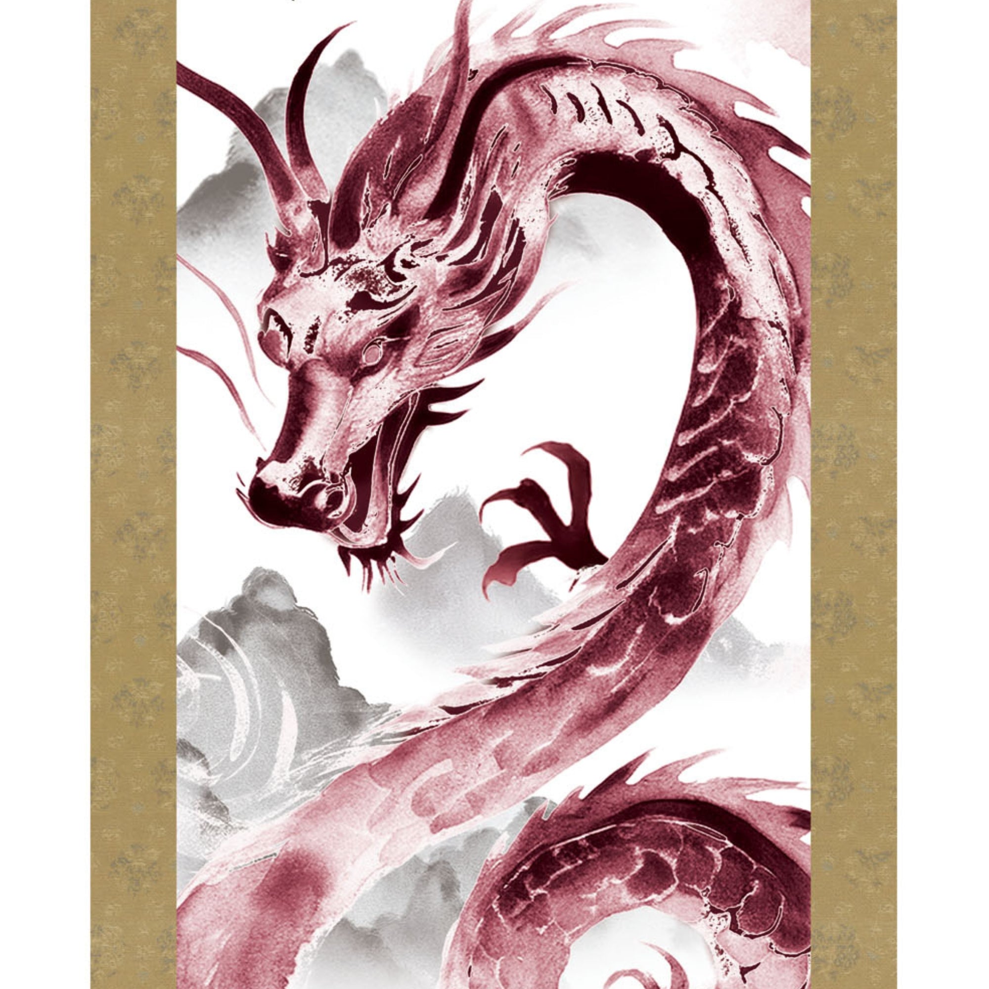 Japanese Dragon Kakemono Wall Scroll – Red Rising Dragon
