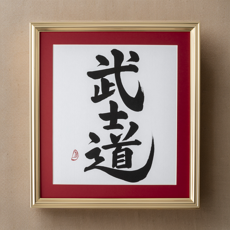 Spirit of "Bushido" - Gold Frame with Red Mat (Free Shipping)