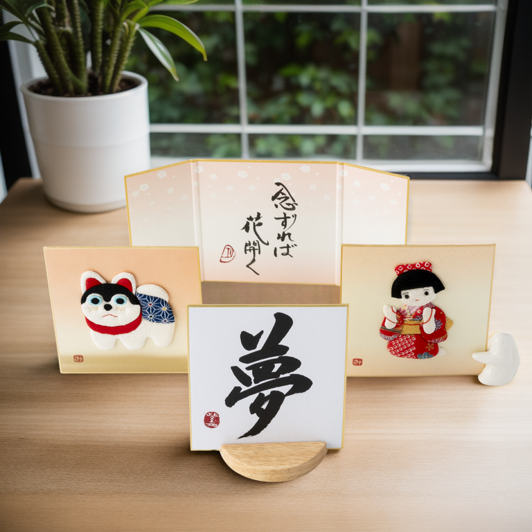 Bundled Product: Themed "Dream" - Shodo and Raised Cloth Artwork, Design 2