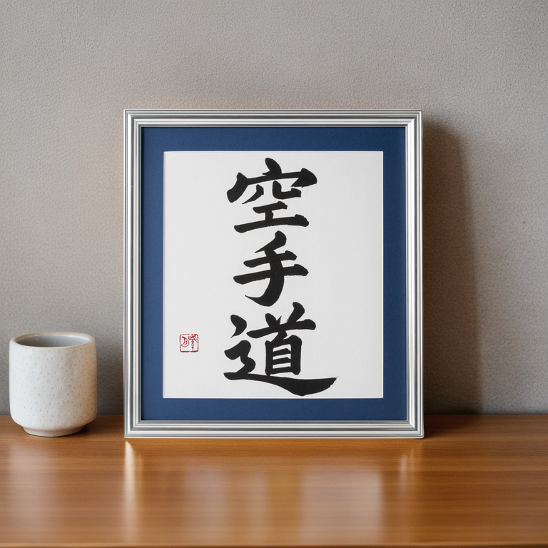 Spirit of "Karate-do" - Silver Frame with Blue Mat (Free Shipping)