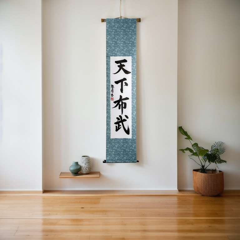 Tenka Fubu Hanging Scroll - Handcrafted Japanese Calligraphy Shodo Artwork (Free Shipping)