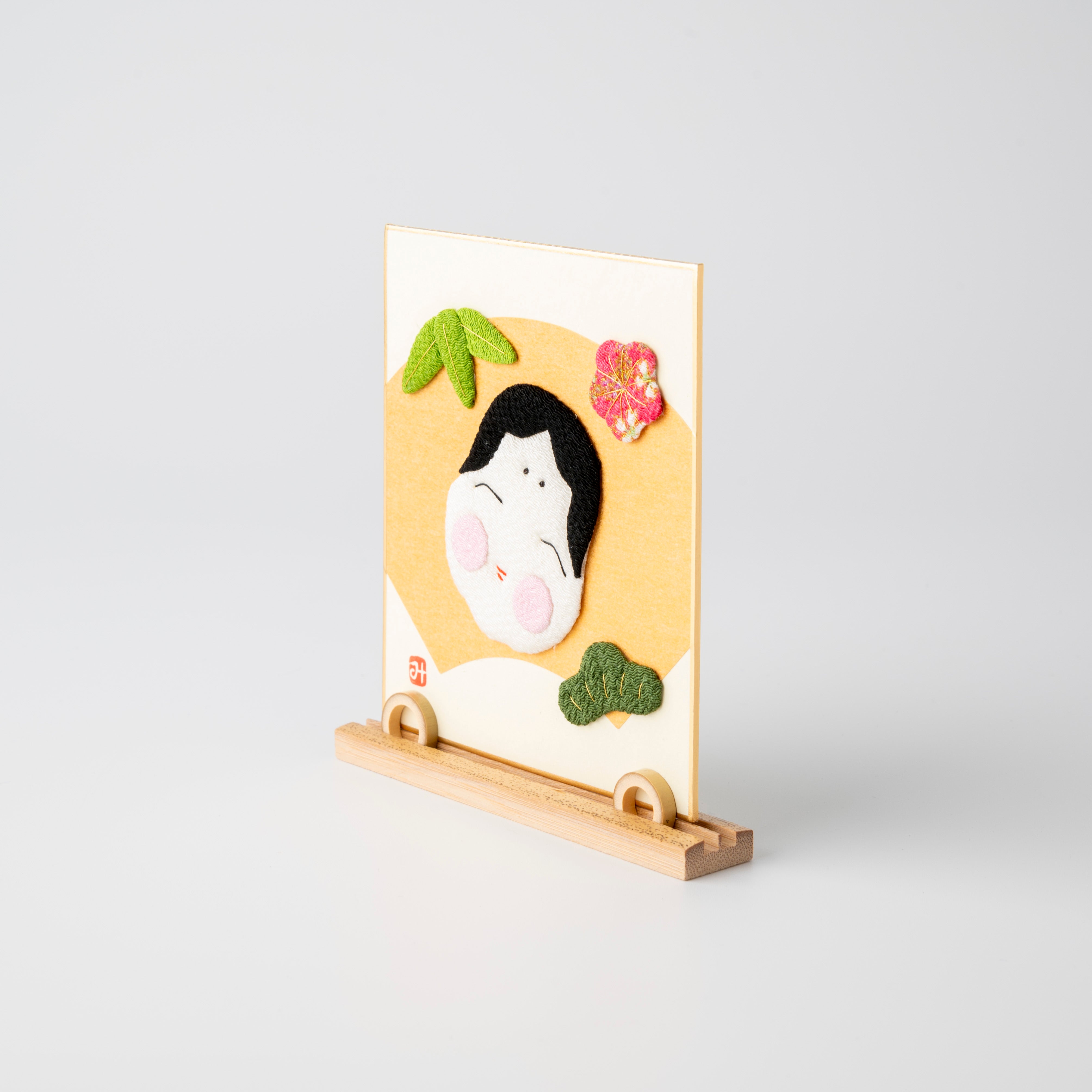 Ofuku-san - Raised Cloth Artwork, Includes a Bamboo Stand