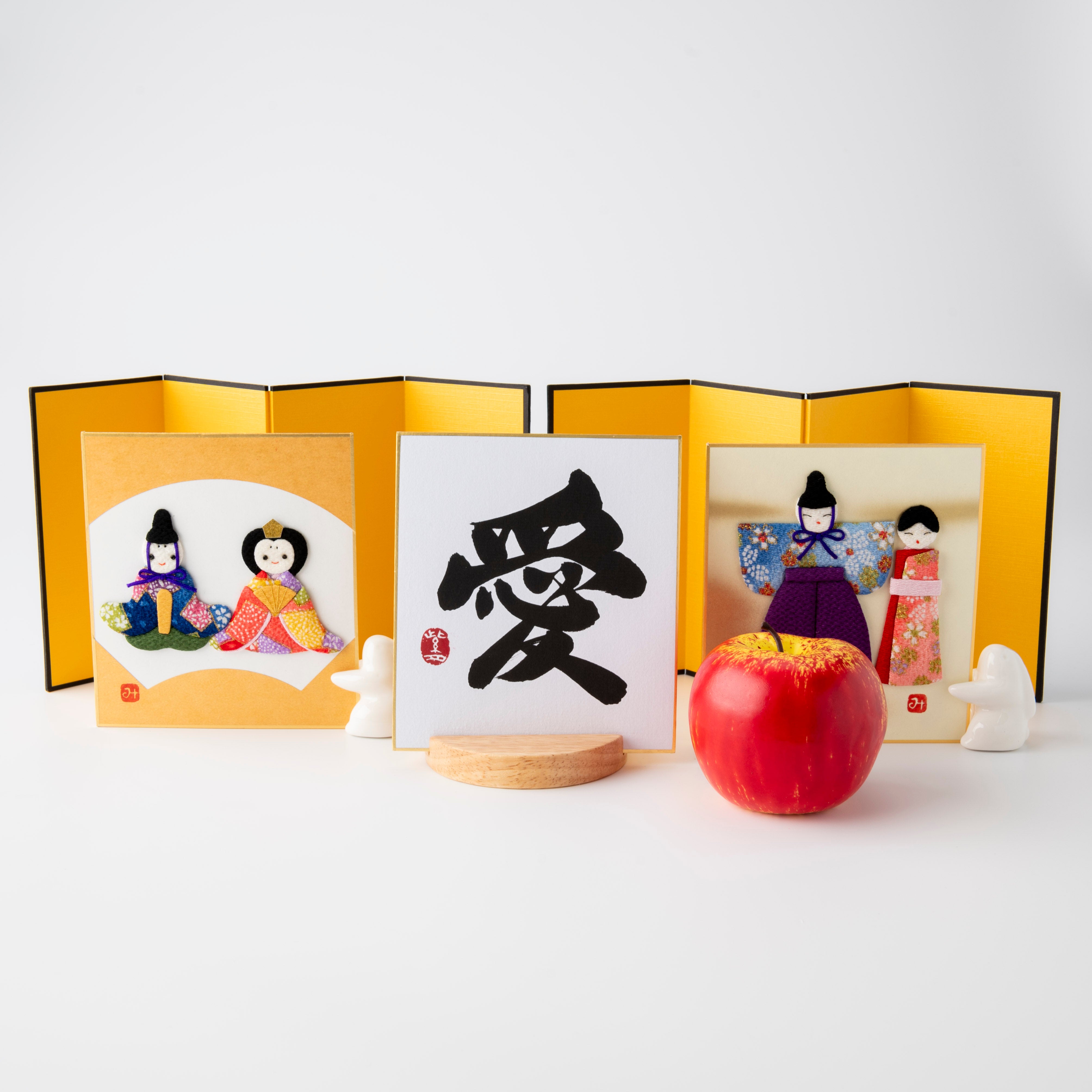 Bundled Product: Themed "Love" - Shodo and Raised Cloth Artwork, Design 1