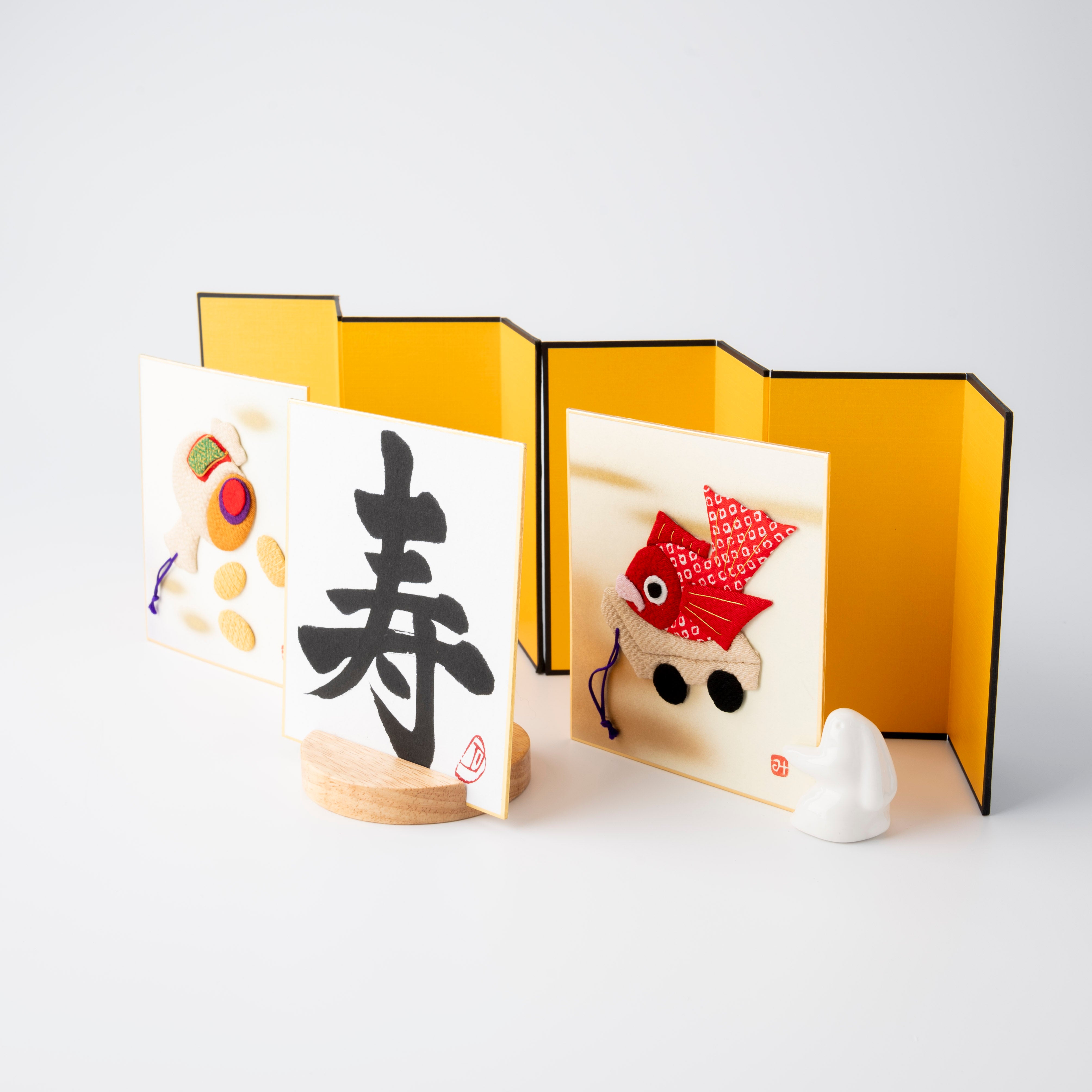 Bundled Product: Themed "Celebration" - Shodo and Raised Cloth Artwork, Design 1