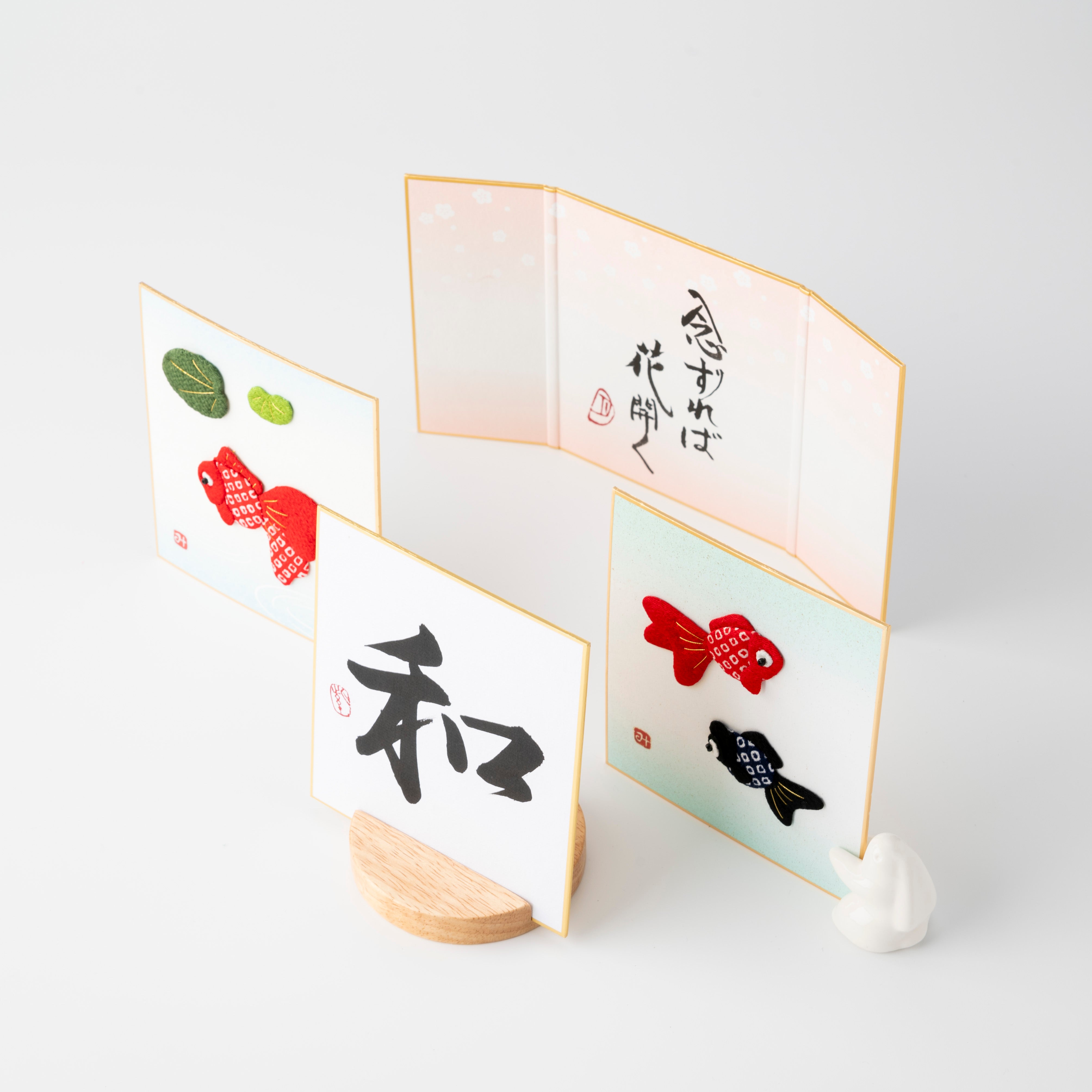 Bundled Product: Themed "Amicable" - Shodo and Raised Cloth Artwork, Design 2