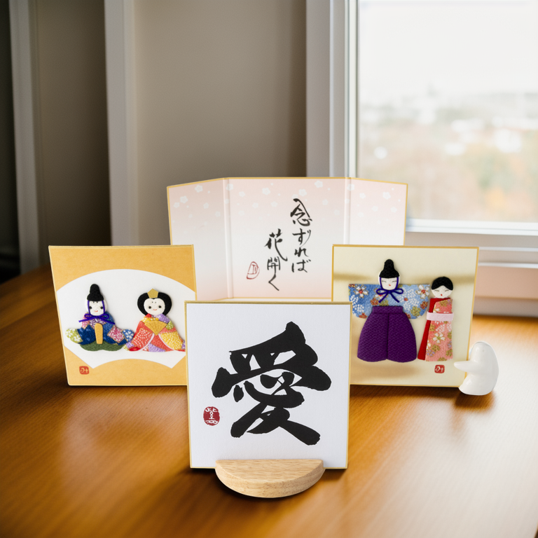 Bundled Product: Themed "Love" - Shodo and Raised Cloth Artwork, Design 2