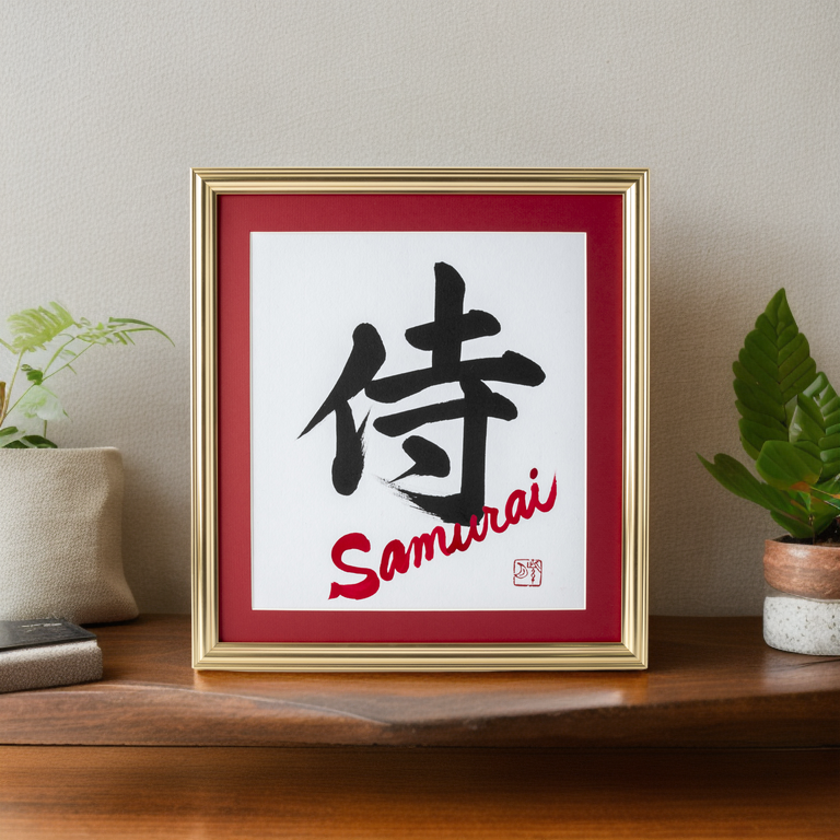 Samurai - Gold Frame with Red Mat (Free Shipping)