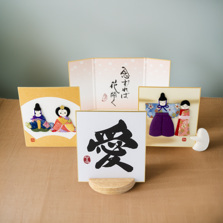 Bundled Product: Themed "Love" - Shodo and Raised Cloth Artwork, Design 2